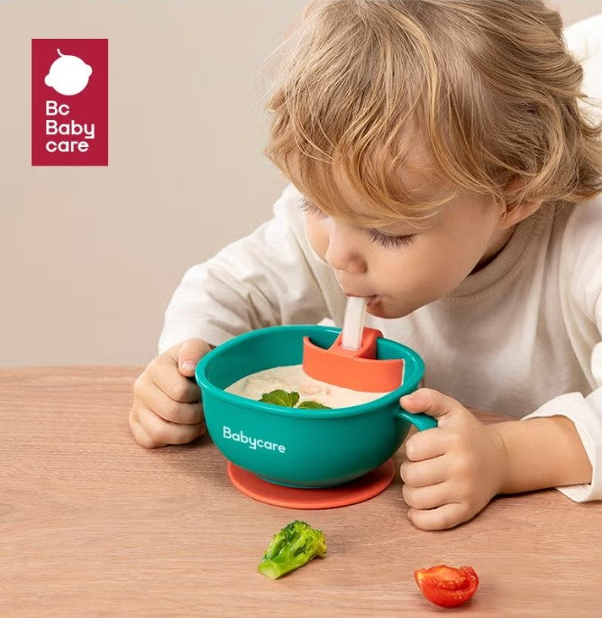 3-in-1 Baby Feeding Snack Soup Bowl with Straw Infant Learning Dish