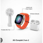 طقم ساعة ذكية 3 في 1