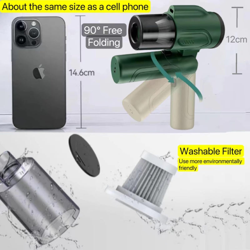 مكنسة كهربائية صغيرة قابلة للطي تعمل بمنفذ USB ومنفاخ هواء