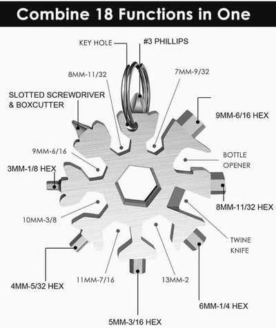 8-in-1 Snowflake Multi-Tool Keychain