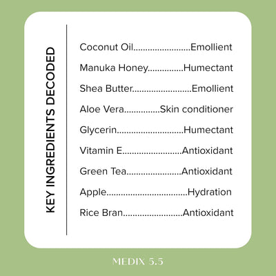 كريم الجسم ميديكس 5.5 - زيت جوز الهند + عسل مانوكا لتجديد وتنشيط الجسم