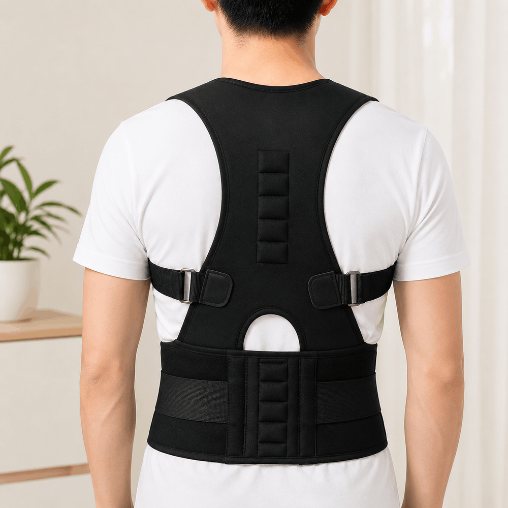 Adjustable shoulder back support belt made from lightweight breathable material for posture correction