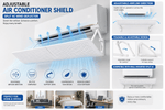 Air conditioner shield with adjustable airflow direction and features on a white background