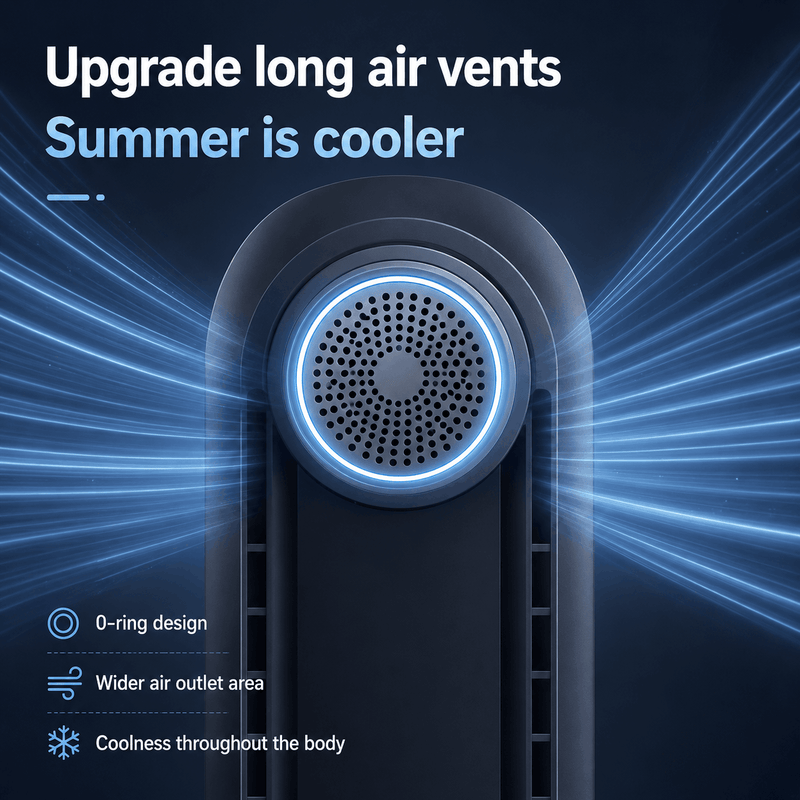 Air vent upgrade with blue light effects and text on a dark background