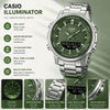 Turquoise Dial Men's Watch – Stainless Steel Dual Display Timepiece