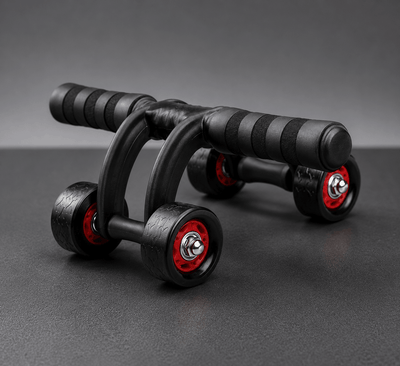 Black and red ab roller on a gray background