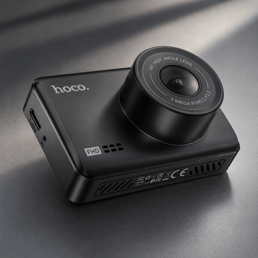 Black camera device with 'hoco.' branding on a gray background