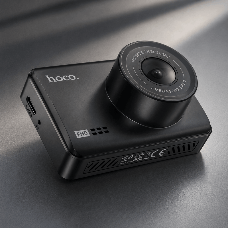 Black camera device with 'hoco.' branding on a gray background
