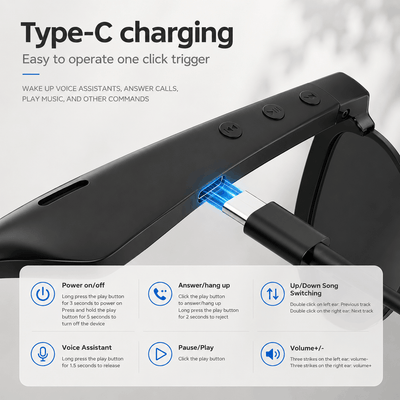 Black electronic device with Type-C charging feature and user interface on a gray background