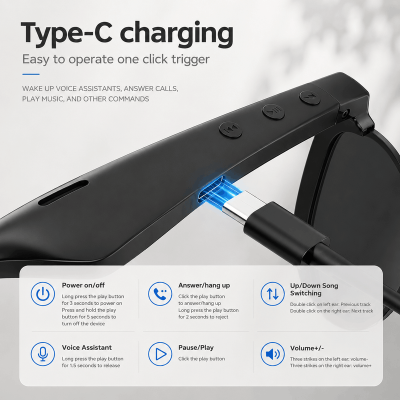 Black electronic device with Type-C charging feature and user interface on a gray background