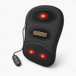 Black massage pad with red lights on a white background