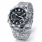 Casio G-Shock watch with clear strap on a white background At Aezoon