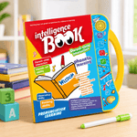 Children's educational book with colorful cover on a wooden surface