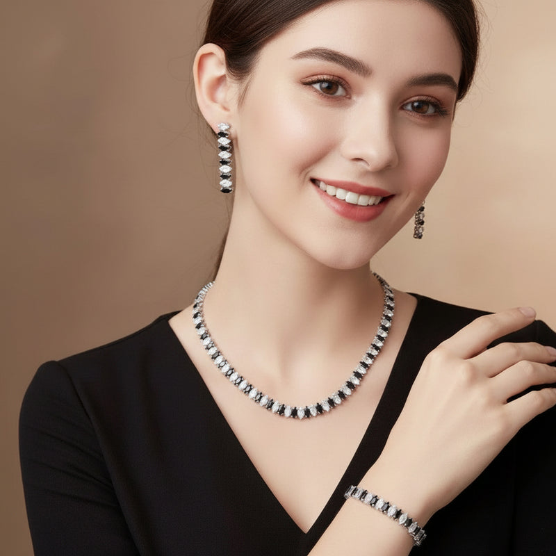 Classic White Crystal Marquise Cut Jewelry Set At Aezoon