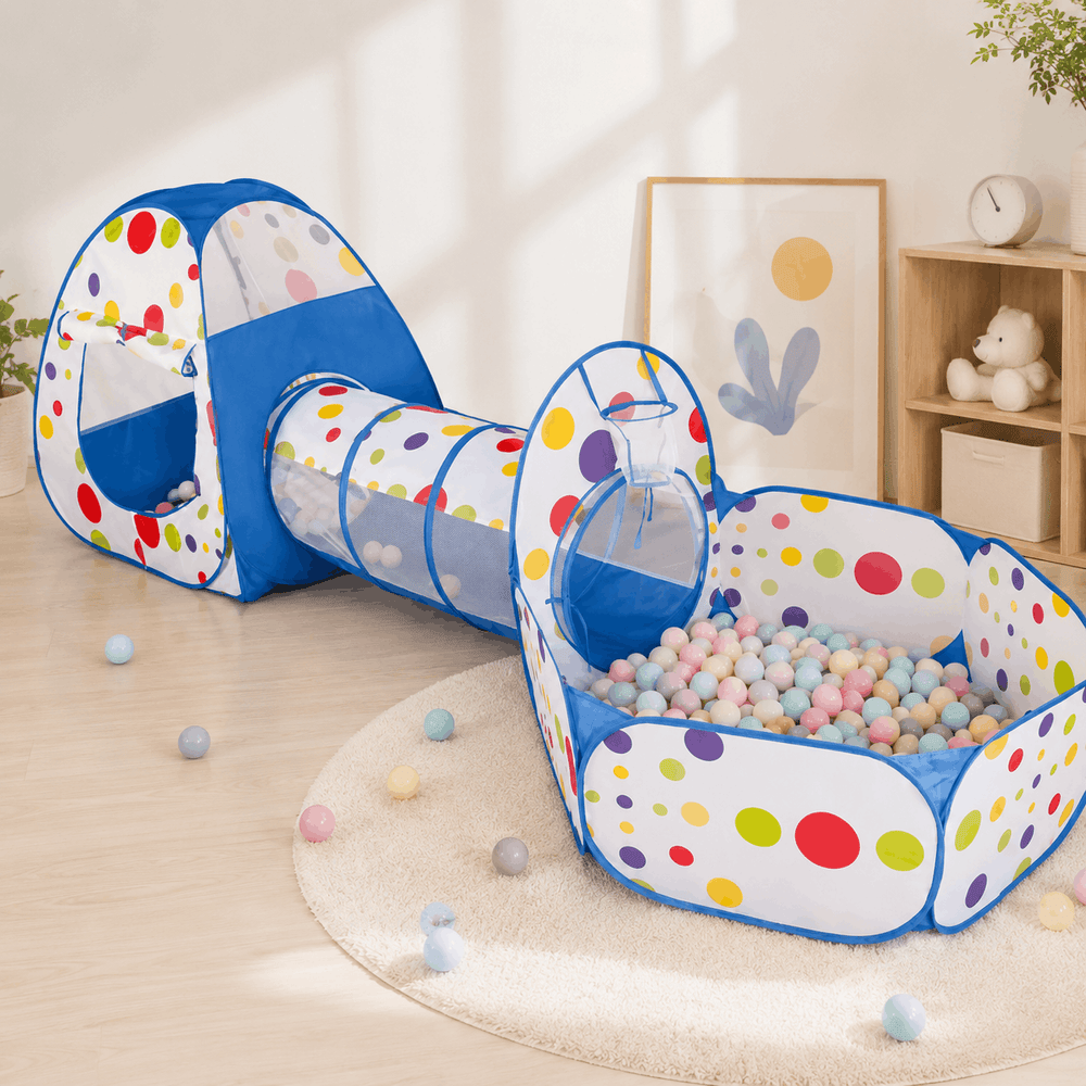 Colorful indoor outdoor play tunnel for kids crawling and imaginative play