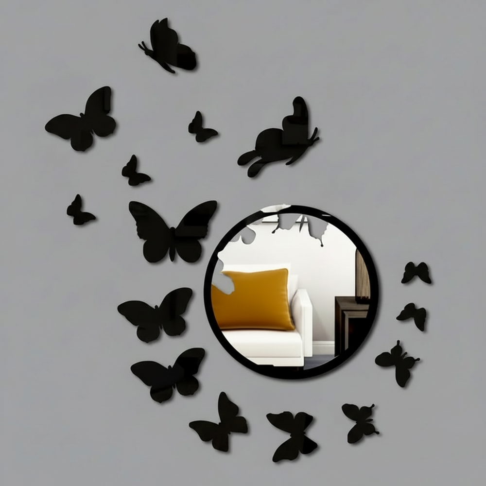 DIY 3D butterfly wall art made from shatterproof acrylic glass for bedroom wall enhancement at Aezoon.