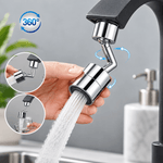 Faucet with a flexible head showing water flow, set against a neutral background.