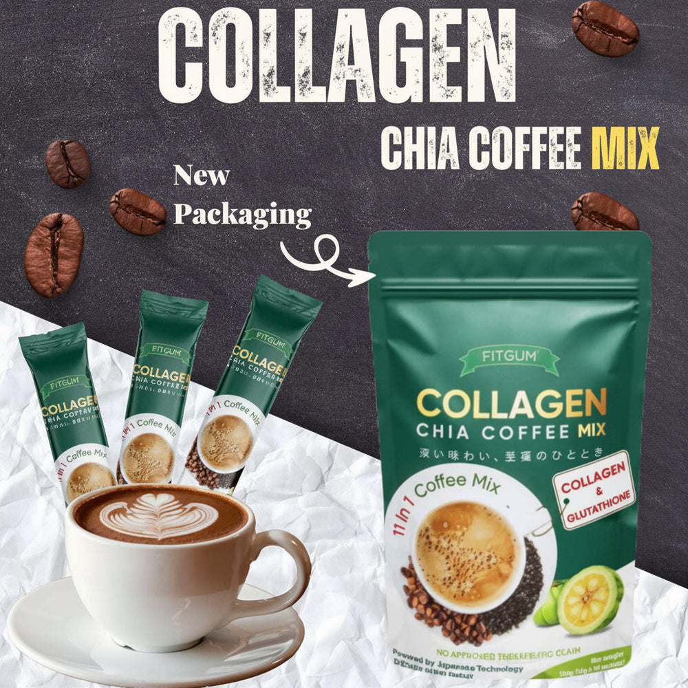 Fitgum Collagen Chia Coffee Mix original flavor for glowing skin and natural weight management at Aezoon.