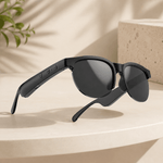 GS8 wireless bluetooth smart glasses with a lightweight sunglasses design and integrated frame control buttons