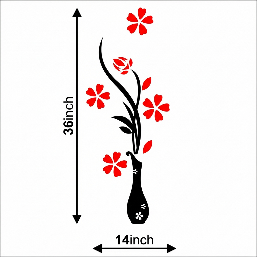 ملصقات جدارية ثلاثية الأبعاد على شكل مزهرية برقوق من الأكريليك، لتزيين جدران غرف المعيشة وغرف النوم وخلفيات التلفزيون (مم).
