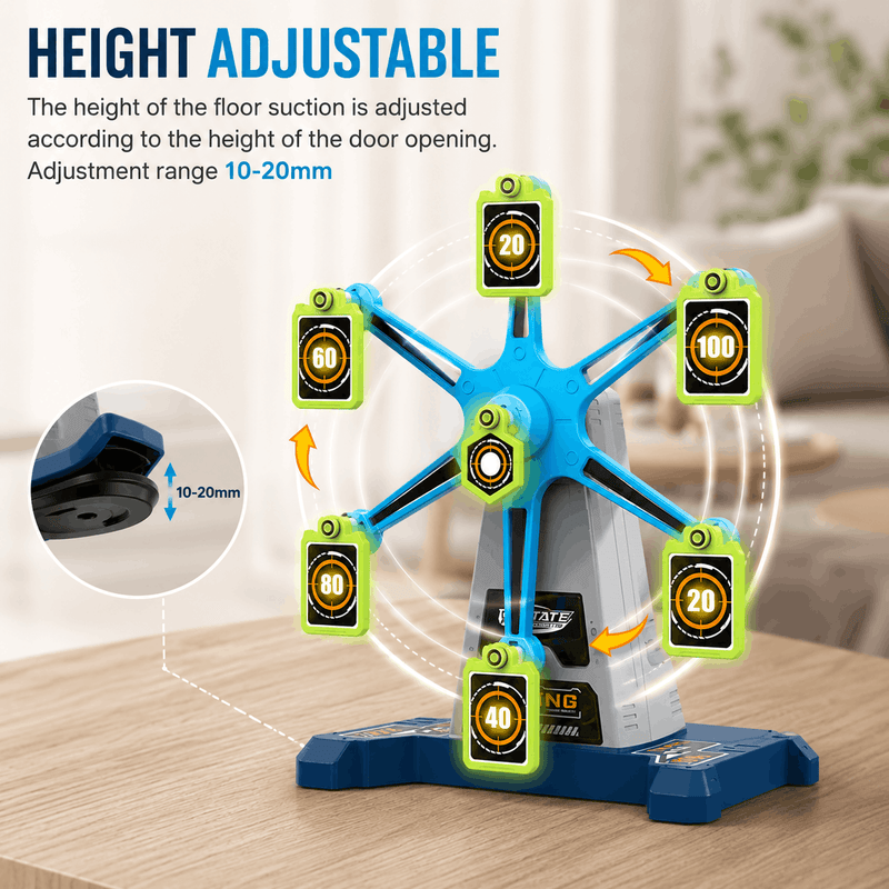 Height adjustable floor suction device on a wooden surface with a blurred background
