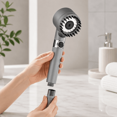 High pressure hair dryer-shaped shower head with 3 modes and silicone nozzles