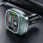 Hoco Bluetooth FM transmitter car charger with PD 45W Type-C port, QC3.0 USB port, and LED digital display