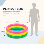 Inflatable kiddie pool size chart showing 86cm width and 25cm height dimensions