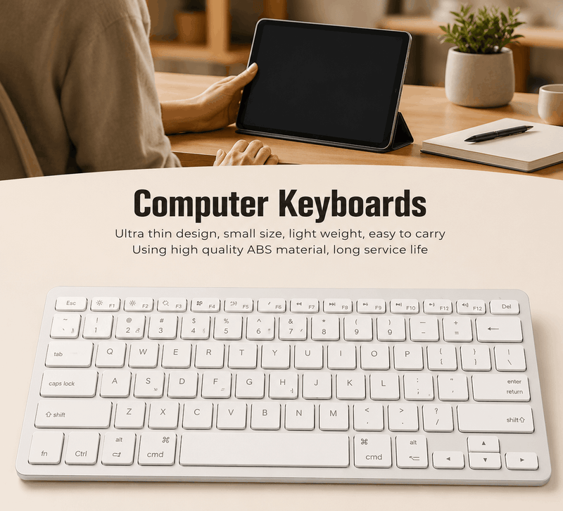 Keyboard with text about computer keyboards on a desk setting