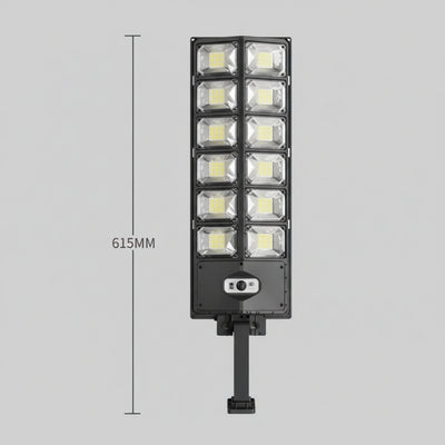 LED street light with measurement details on a gray background At Aezoon