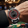 LIGE Roulette Dial Watch - Unique Casino-Style Leather Timepiece