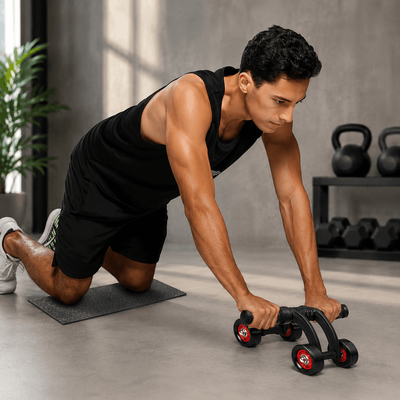 LORDEX two-wheel hand pusher ab roller exercise wheel with foam-padded handles