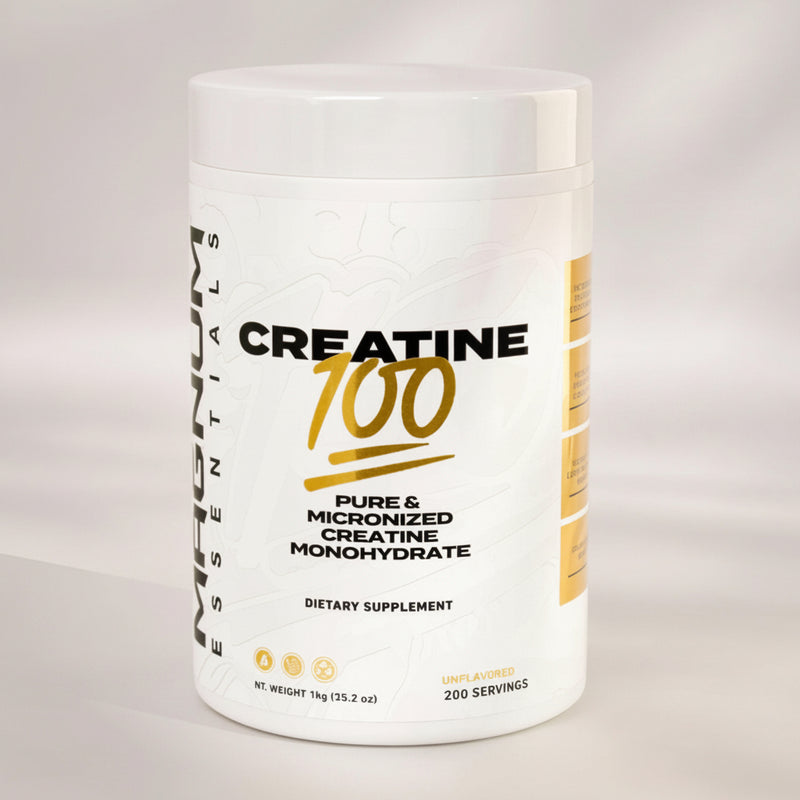 Magnum Essentials Creatine 100 original micronized powder for maximum muscle strength and power output at Aezoon.