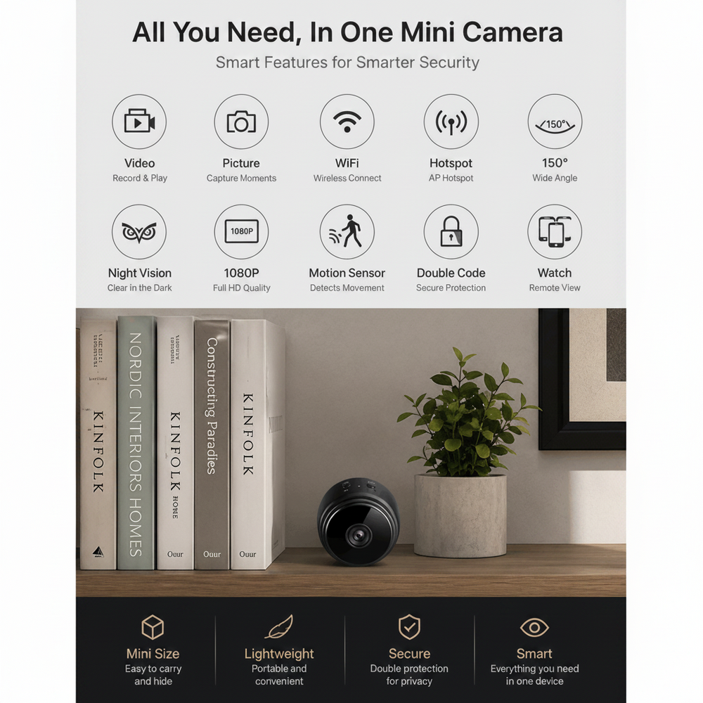 A9 Mini Wireless Security Camera – 1080P HD with Night Vision