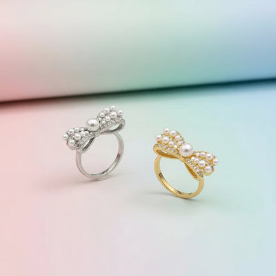 Pearl Bow Ring At Aezoon