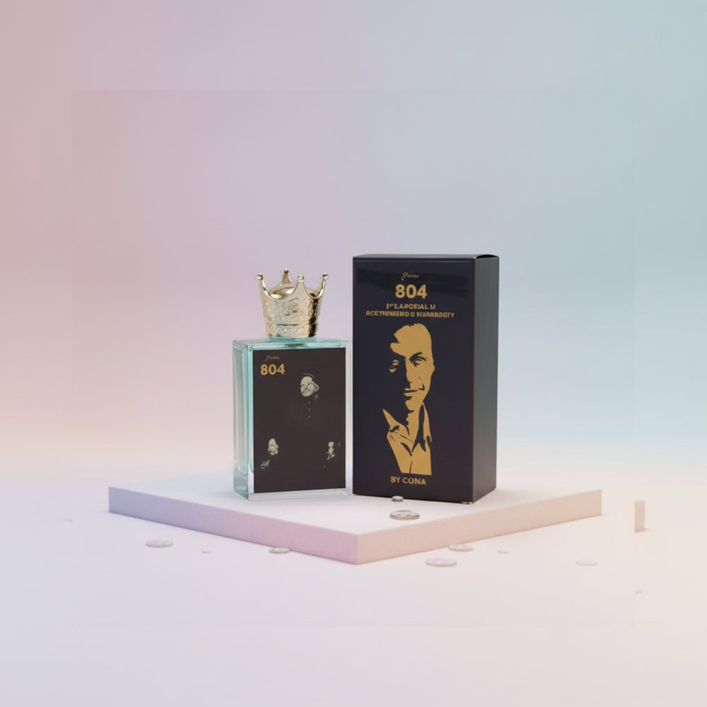 Perfume bottle and packaging with a gradient background At Aezoon