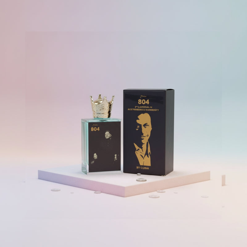 Perfume bottle and packaging with a gradient background At Aezoon