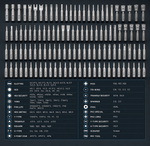 Precision bit set chart including Torx, Phillips, Hex, and various security bits