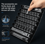 Precision screwdriver bit set featuring secure snap-fit slots and anti-slip end caps