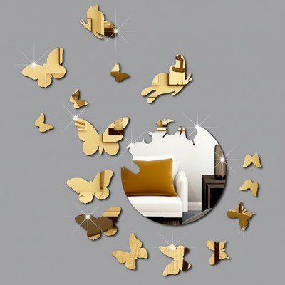 Realistic 3D butterfly wall mirrors in acrylic glass for a spacious and bright room effect at Aezoon.