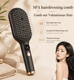 SPA hairdressing comb with text on a neutral background