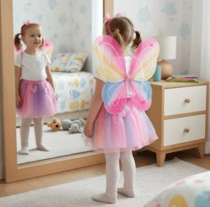 زي أجنحة جنية قوس قزح للأطفال