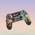 Colorful gaming controller on a gradient background