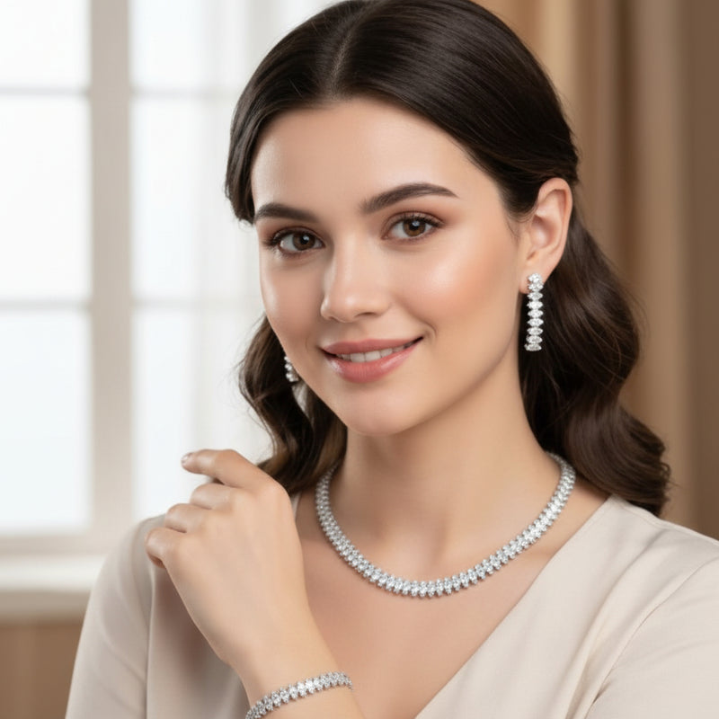 Ice White Marquise Crystal Jewelry Set