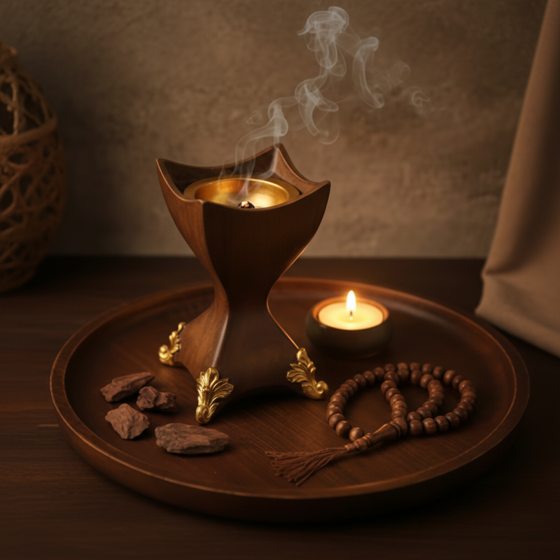 Decorative Incense Burner with Gold Accents