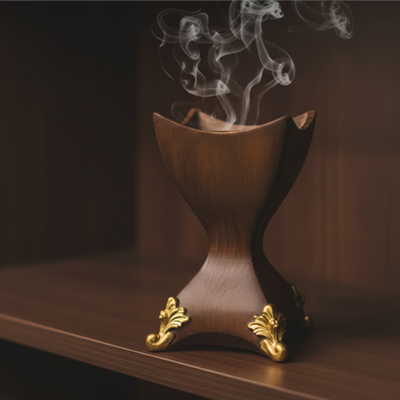 Decorative Incense Burner with Gold Accents