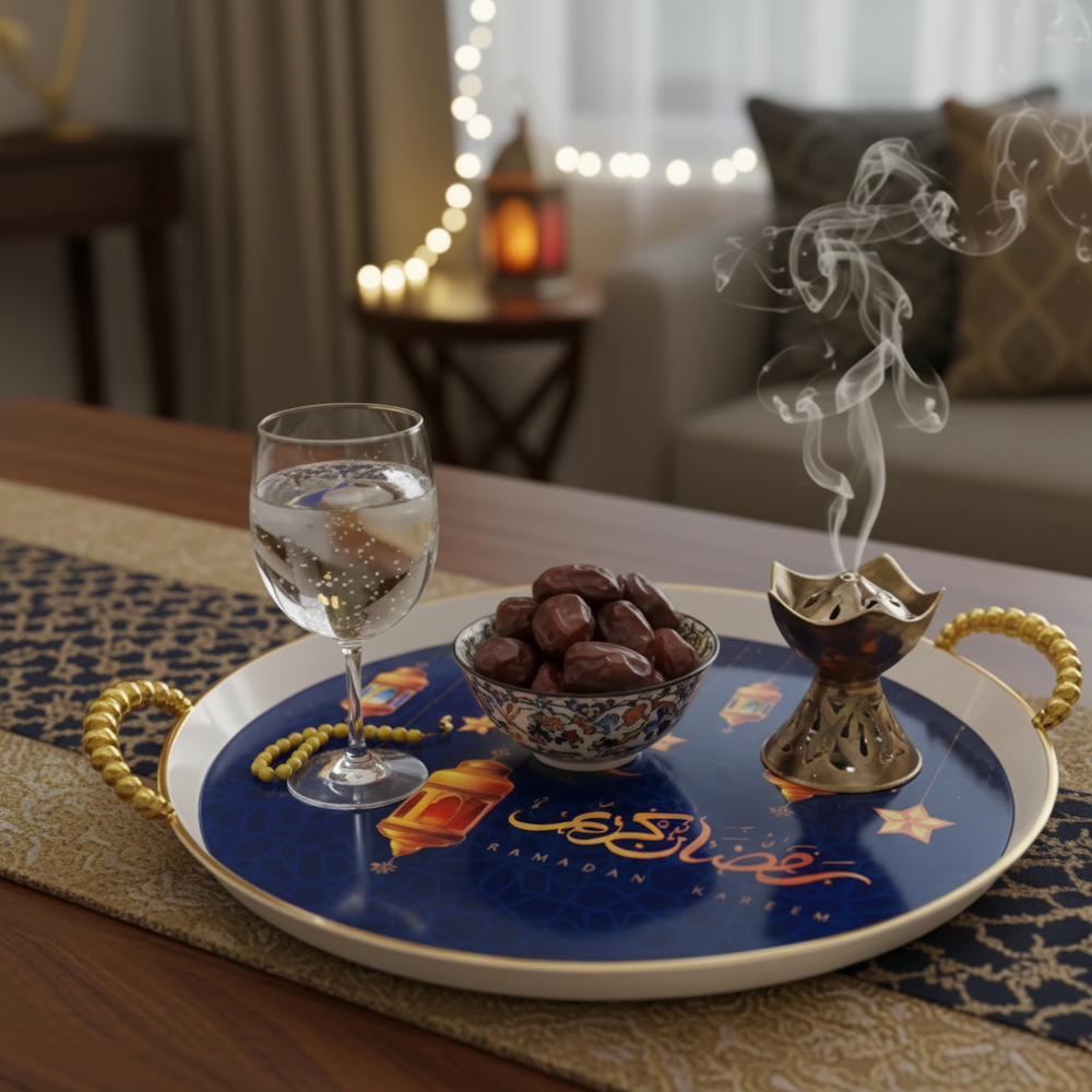 Ramadan Kareem Round Decorative Serving Tray