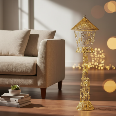 Gold Decorative LED Lantern Stand