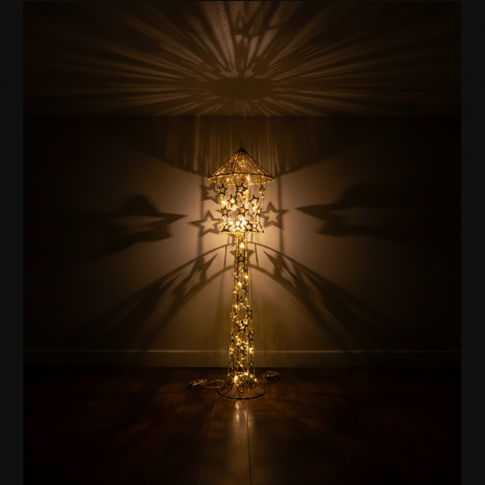 Gold Decorative LED Lantern Stand