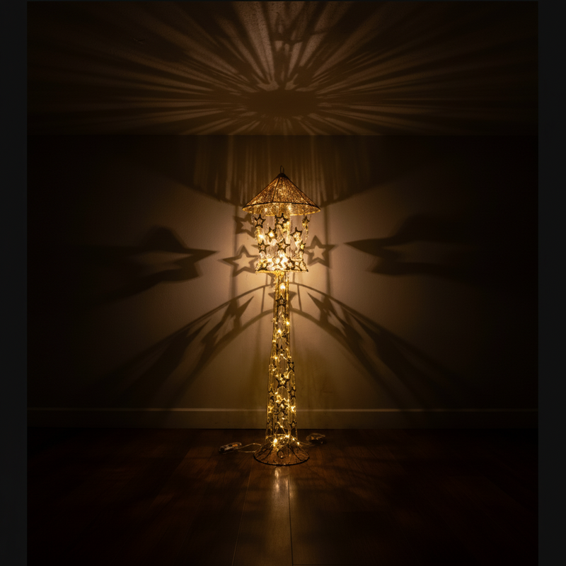 Gold Decorative LED Lantern Stand